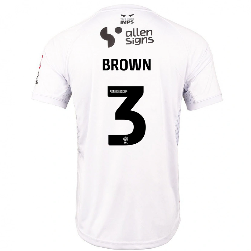 Danxen Hombre Camiseta Jaden Brown #3 Rojo Blanco 2ª Equipación 2024/25 La Camisa
