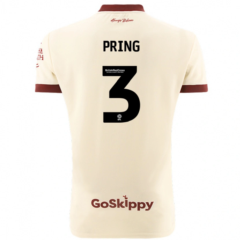 Danxen Hombre Camiseta Cameron Pring #3 Crema Blanco 2ª Equipación 2024/25 La Camisa