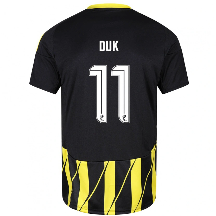 Danxen Hombre Camiseta Duk #11 Negro Amarillo 2ª Equipación 2024/25 La Camisa