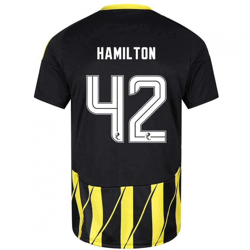 Danxen Hombre Camiseta Brendan Hamilton #42 Negro Amarillo 2ª Equipación 2024/25 La Camisa