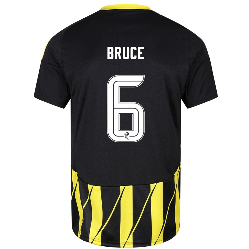 Danxen Hombre Camiseta Natasha Bruce #6 Negro Amarillo 2ª Equipación 2024/25 La Camisa