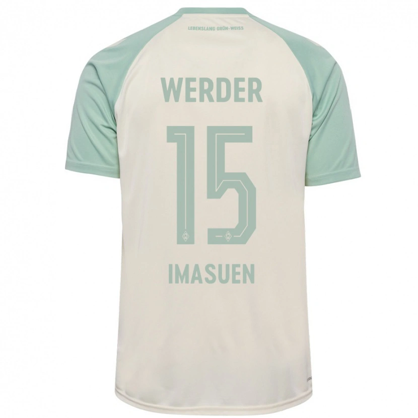Danxen Hombre Camiseta Joel Imasuen #15 Blanquecino Verde Claro 2ª Equipación 2024/25 La Camisa