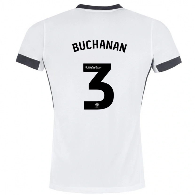 Danxen Hombre Camiseta Lee Buchanan #3 Blanco Negro 2ª Equipación 2024/25 La Camisa