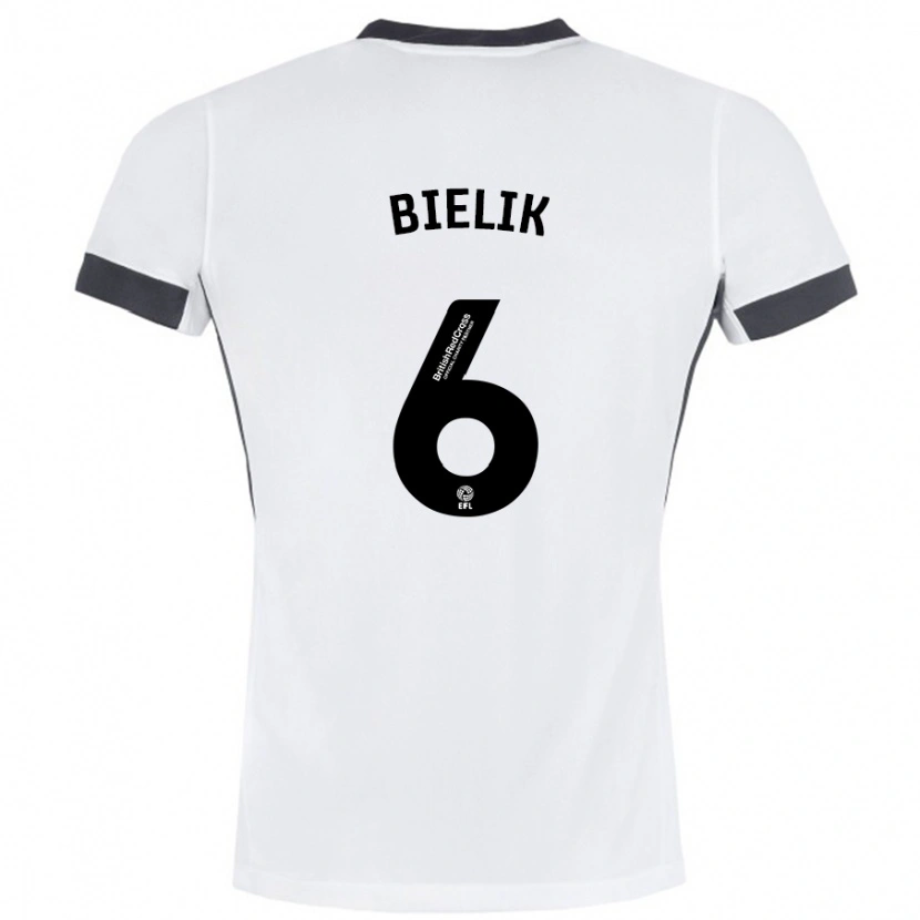 Danxen Hombre Camiseta Krystian Bielik #6 Blanco Negro 2ª Equipación 2024/25 La Camisa