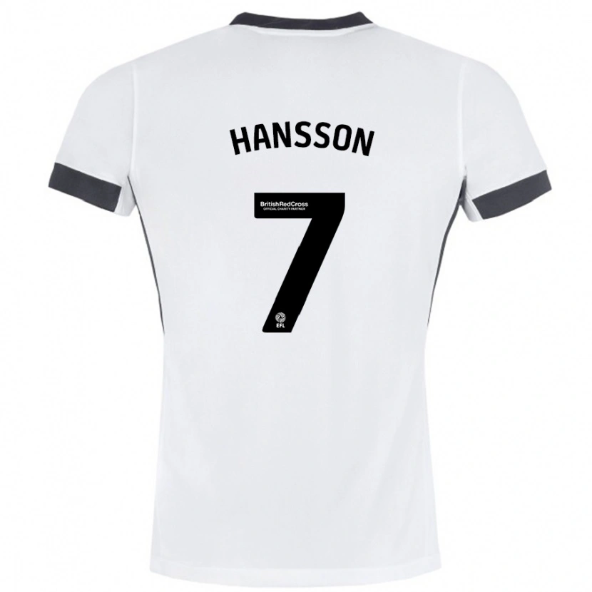 Danxen Hombre Camiseta Emil Hansson #7 Blanco Negro 2ª Equipación 2024/25 La Camisa
