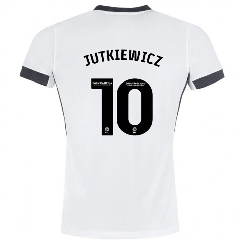 Danxen Hombre Camiseta Lukas Jutkiewicz #10 Blanco Negro 2ª Equipación 2024/25 La Camisa