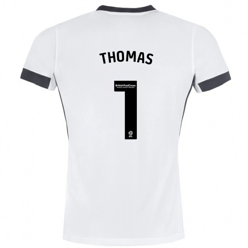 Danxen Hombre Camiseta Lucy Thomas #1 Blanco Negro 2ª Equipación 2024/25 La Camisa