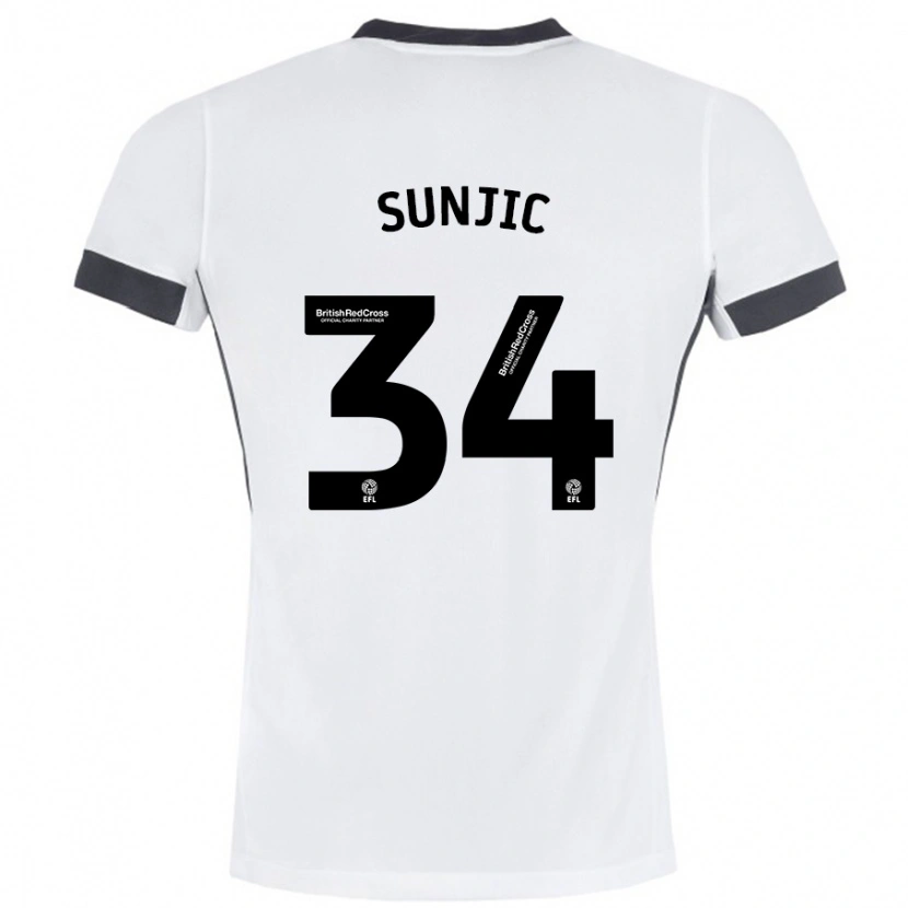 Danxen Hombre Camiseta Ivan Sunjic #34 Blanco Negro 2ª Equipación 2024/25 La Camisa