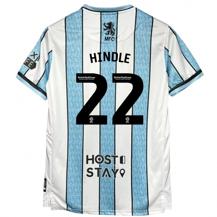 Danxen Hombre Camiseta Rachel Hindle #22 Blanco Azul 2ª Equipación 2024/25 La Camisa