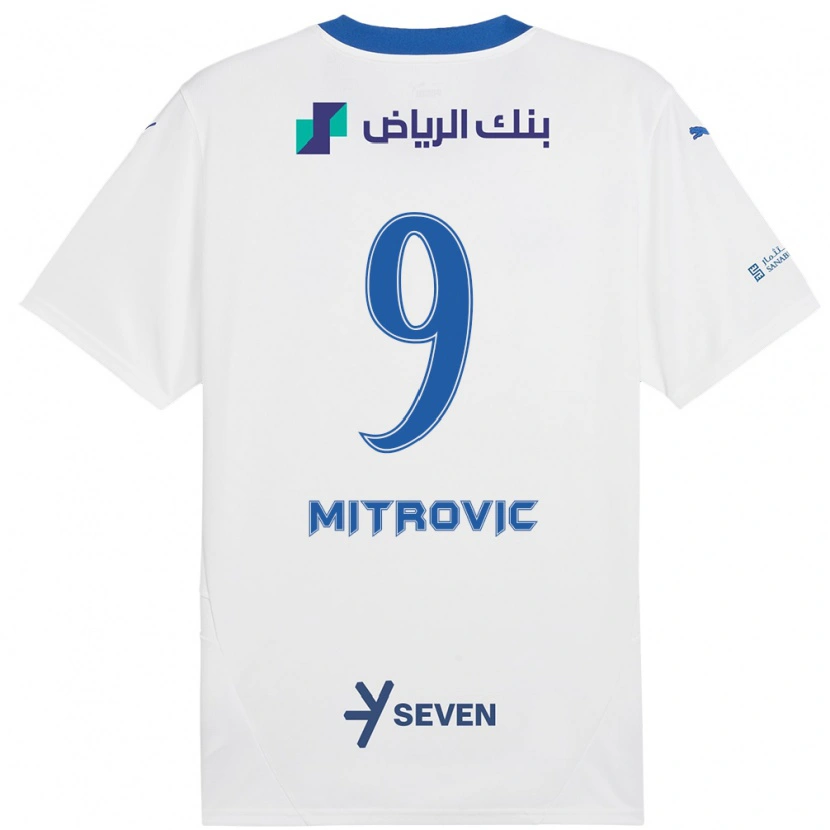 Danxen Hombre Camiseta Aleksandar Mitrović #9 Blanco Azul 2ª Equipación 2024/25 La Camisa
