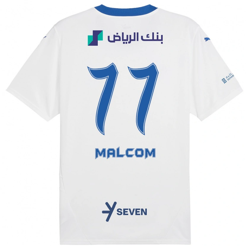 Danxen Hombre Camiseta Malcom #77 Blanco Azul 2ª Equipación 2024/25 La Camisa