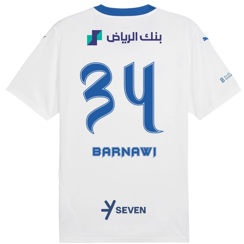 Danxen Hombre Camiseta Saleh Barnawi #34 Blanco Azul 2ª Equipación 2024/25 La Camisa