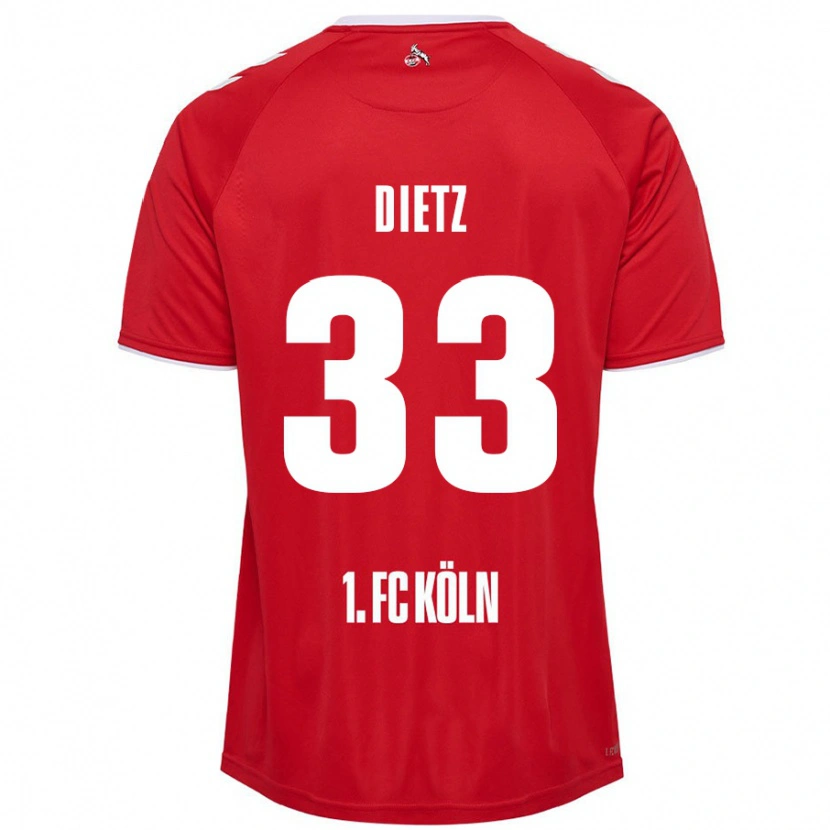 Danxen Hombre Camiseta Florian Dietz #33 Rojo Blanco 2ª Equipación 2024/25 La Camisa