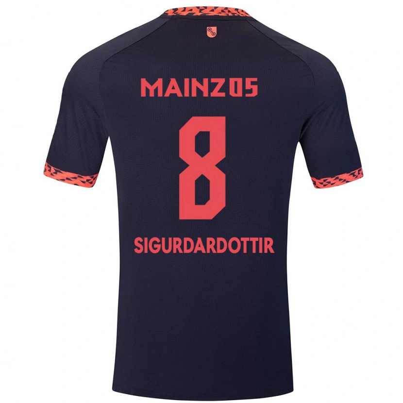 Danxen Hombre Camiseta Heiðrún Sigurðardóttir #8 Azul Coral Rojo 2ª Equipación 2024/25 La Camisa
