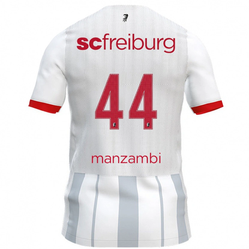 Danxen Hombre Camiseta Johan Manzambi #44 Blanco Gris 2ª Equipación 2024/25 La Camisa