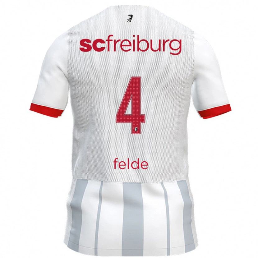 Danxen Hombre Camiseta Meret Felde #4 Blanco Gris 2ª Equipación 2024/25 La Camisa