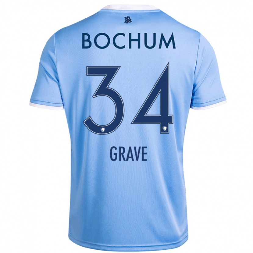Danxen Hombre Camiseta Paul Grave #34 Azul Cielo 2ª Equipación 2024/25 La Camisa
