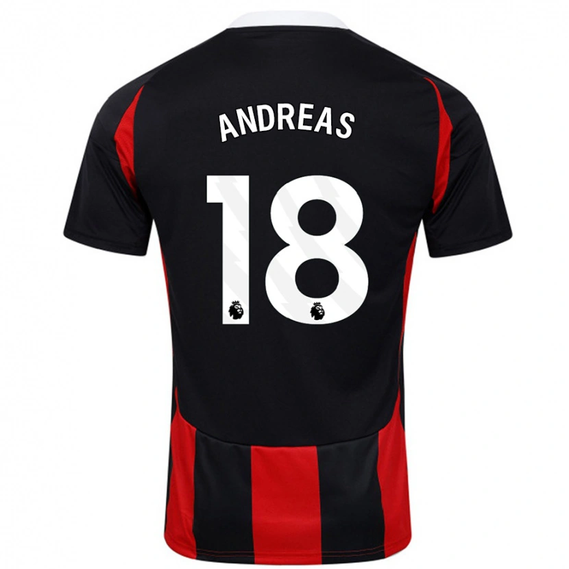 Danxen Hombre Camiseta Andreas Pereira #18 Negro Rojo 2ª Equipación 2024/25 La Camisa