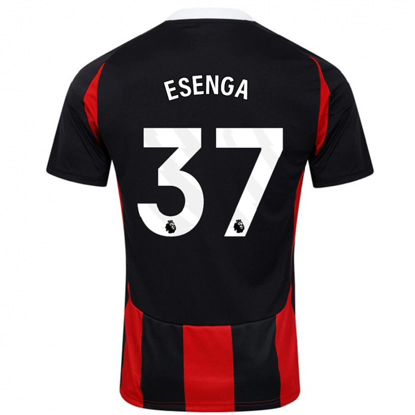 Danxen Hombre Camiseta Jonathan Esenga #37 Negro Rojo 2ª Equipación 2024/25 La Camisa