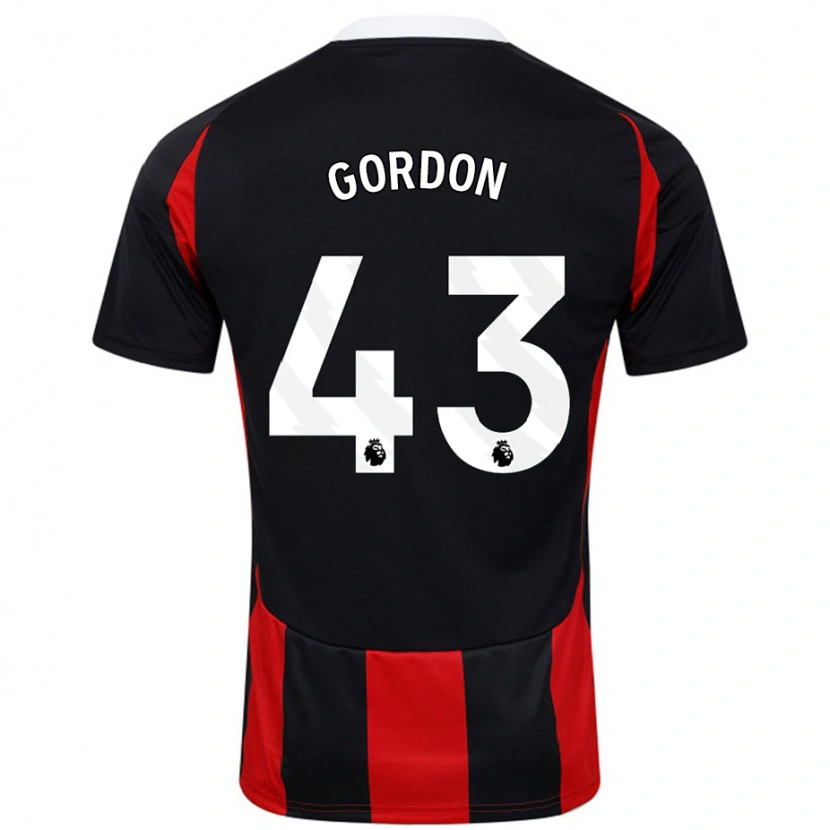 Danxen Hombre Camiseta Lemar Gordon #43 Negro Rojo 2ª Equipación 2024/25 La Camisa