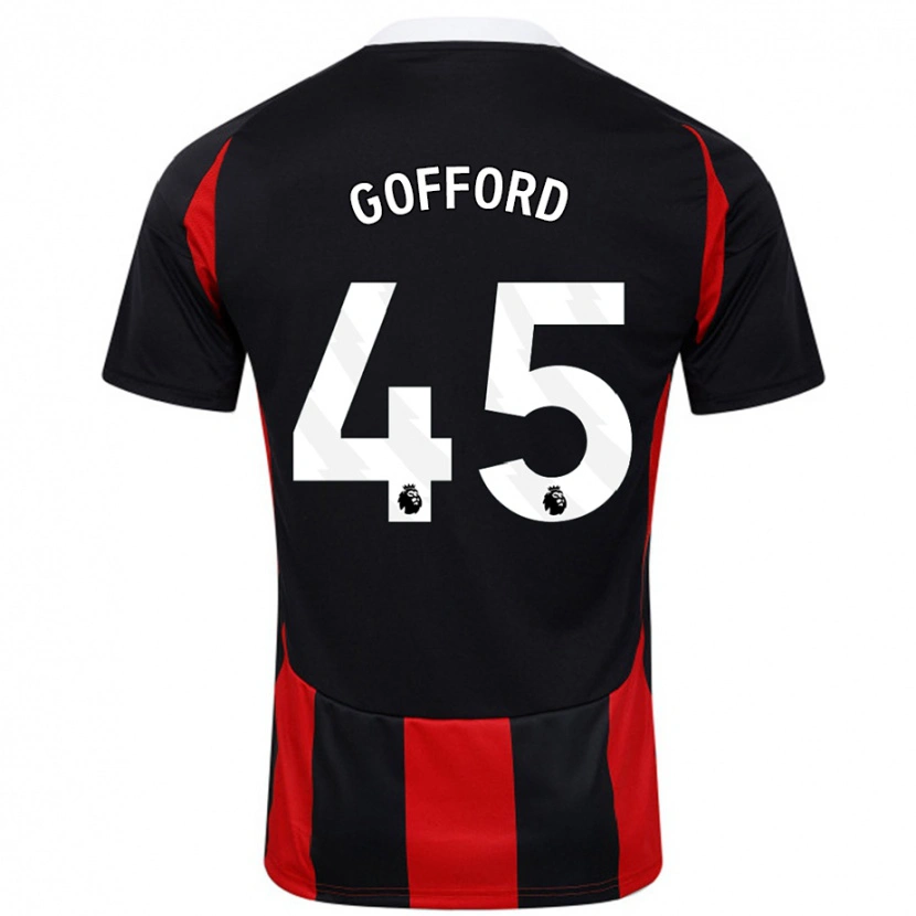 Danxen Hombre Camiseta Oliver Gofford #45 Negro Rojo 2ª Equipación 2024/25 La Camisa