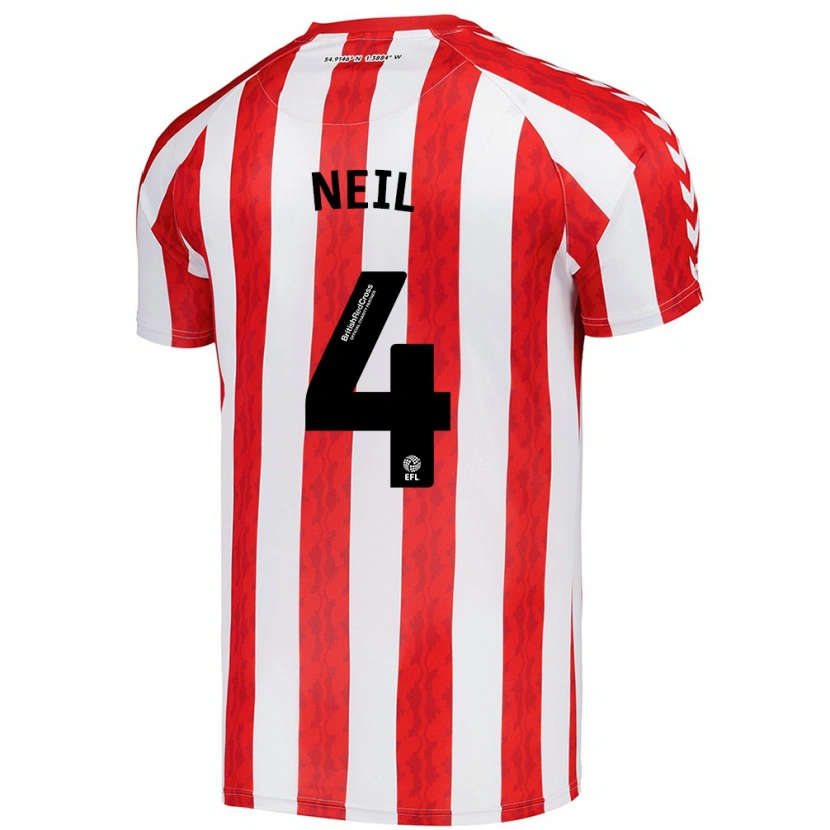 Danxen Mujer Camiseta Dan Neil #4 Rojo Blanco 1ª Equipación 2024/25 La Camisa