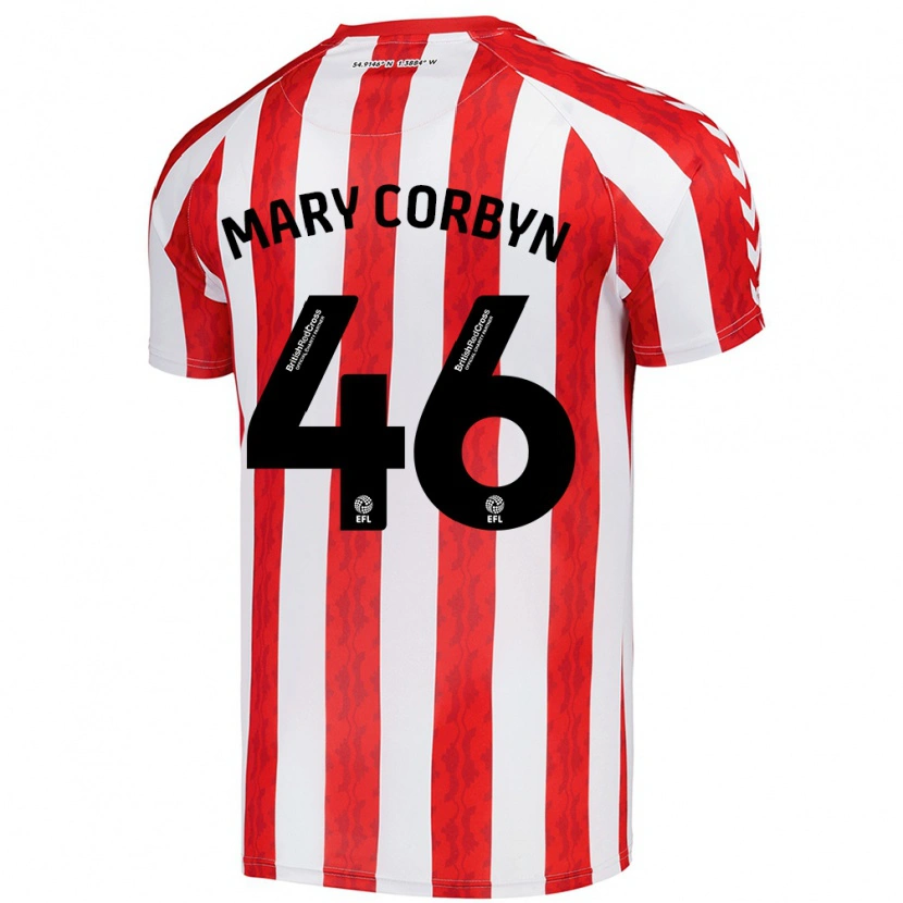 Danxen Mujer Camiseta Mary Corbyn #46 Rojo Blanco 1ª Equipación 2024/25 La Camisa