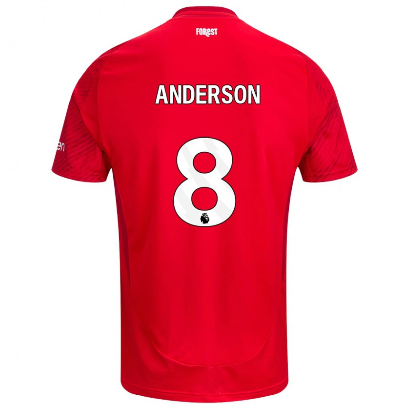 Danxen Mujer Camiseta Elliot Anderson #8 Rojo Blanco 1ª Equipación 2024/25 La Camisa
