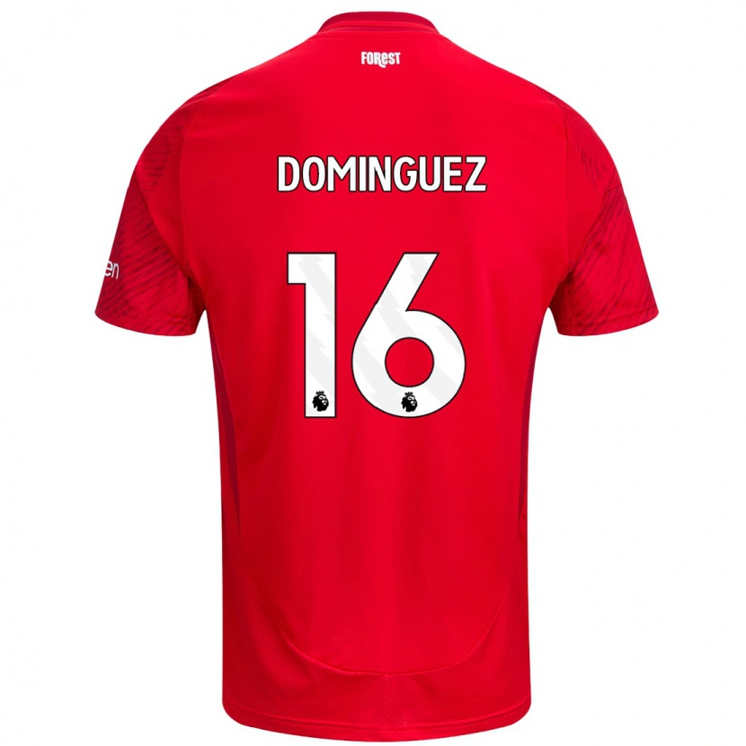 Danxen Mujer Camiseta Nicolás Domínguez #16 Rojo Blanco 1ª Equipación 2024/25 La Camisa
