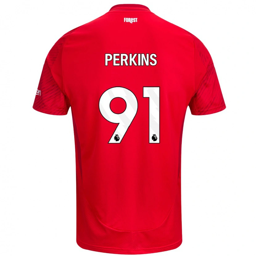 Danxen Mujer Camiseta Jack Perkins #91 Rojo Blanco 1ª Equipación 2024/25 La Camisa