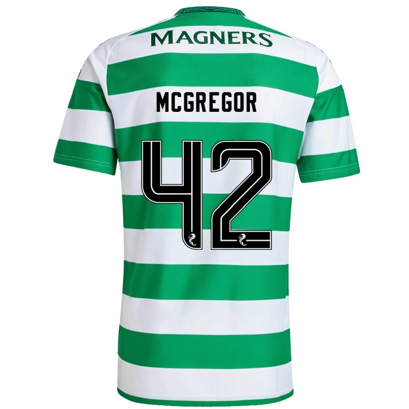 Danxen Mujer Camiseta Callum Mcgregor #42 Verde Blanco 1ª Equipación 2024/25 La Camisa