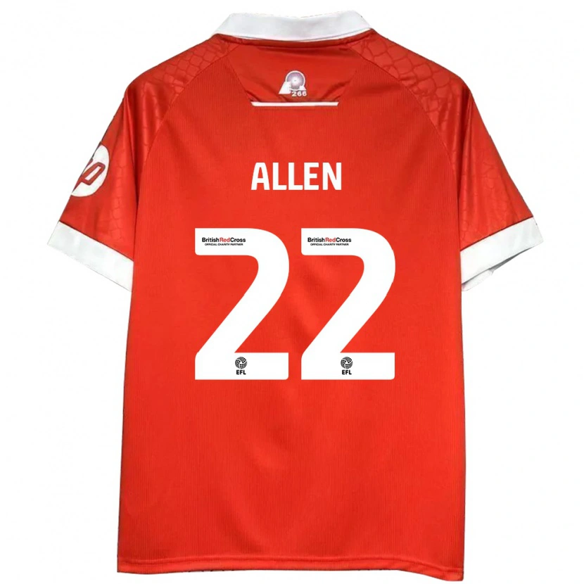 Danxen Mujer Camiseta Keren Allen #22 Rojo Blanco 1ª Equipación 2024/25 La Camisa