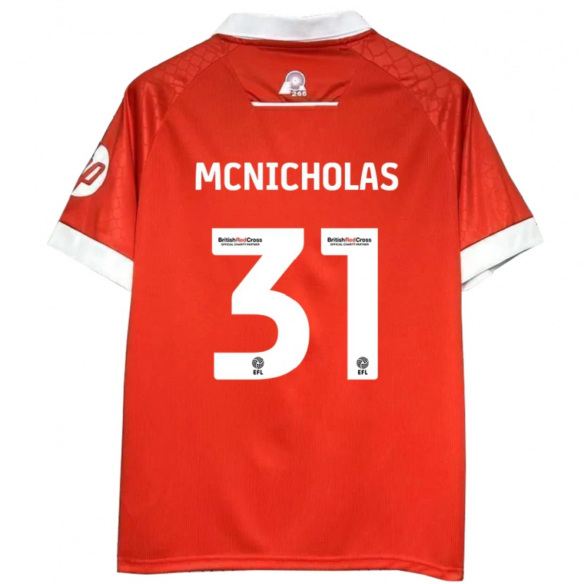 Danxen Mujer Camiseta Luke Mcnicholas #31 Rojo Blanco 1ª Equipación 2024/25 La Camisa