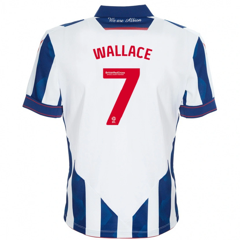 Danxen Mujer Camiseta Jed Wallace #7 Blanco Azul Oscuro 1ª Equipación 2024/25 La Camisa