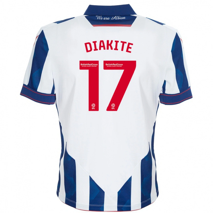 Danxen Mujer Camiseta Ousmane Diakité #17 Blanco Azul Oscuro 1ª Equipación 2024/25 La Camisa