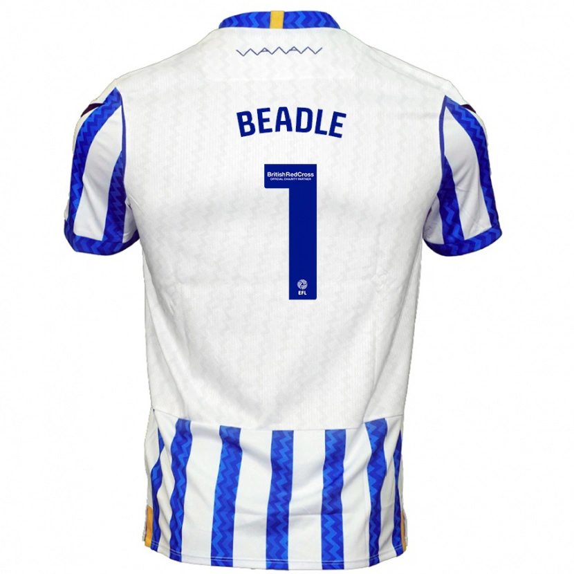 Danxen Mujer Camiseta James Beadle #1 Azul Blanco 1ª Equipación 2024/25 La Camisa