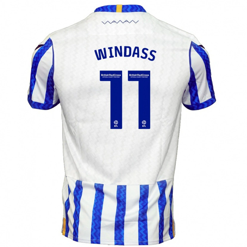 Danxen Mujer Camiseta Josh Windass #11 Azul Blanco 1ª Equipación 2024/25 La Camisa