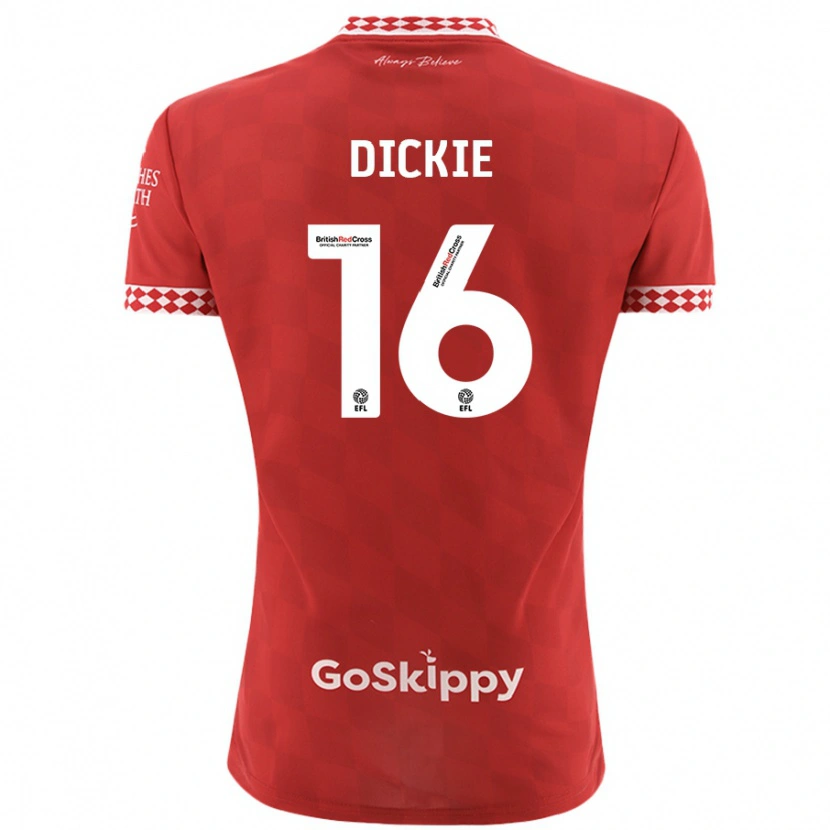 Danxen Mujer Camiseta Rob Dickie #16 Rojo 1ª Equipación 2024/25 La Camisa