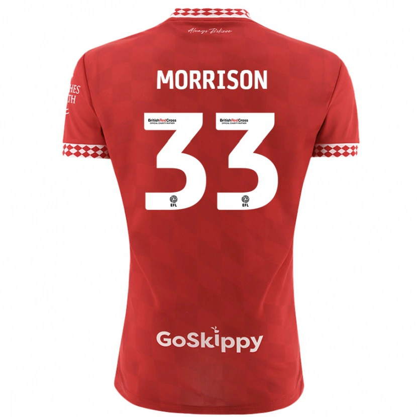 Danxen Mujer Camiseta Elijah Morrison #33 Rojo 1ª Equipación 2024/25 La Camisa