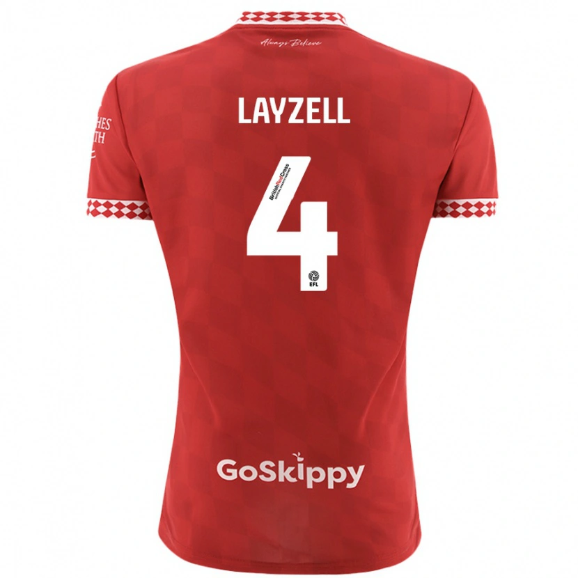 Danxen Mujer Camiseta Naomi Layzell #4 Rojo 1ª Equipación 2024/25 La Camisa