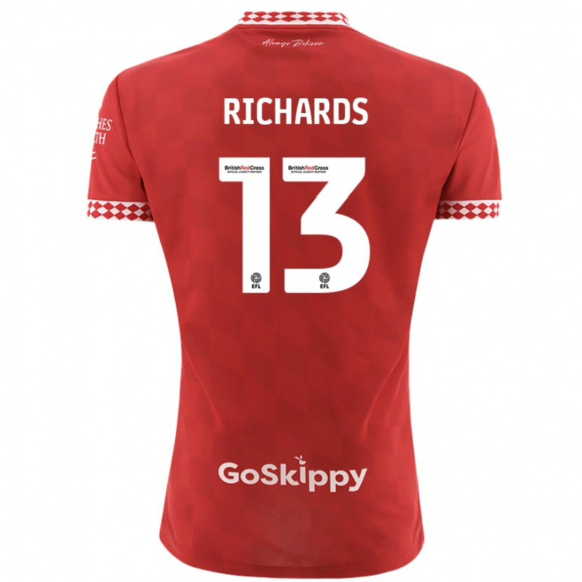 Danxen Mujer Camiseta Harvey Wiles-Richards #13 Rojo 1ª Equipación 2024/25 La Camisa