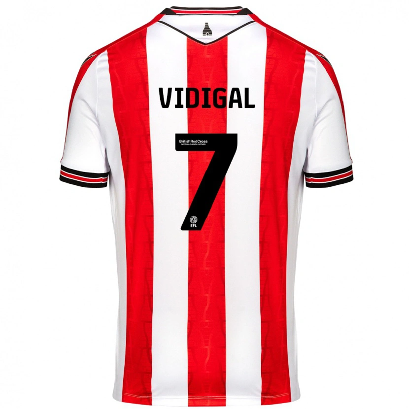 Danxen Mujer Camiseta André Vidigal #7 Rojo Blanco 1ª Equipación 2024/25 La Camisa