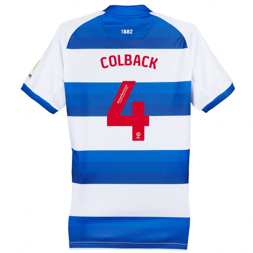 Danxen Mujer Camiseta Jack Colback #4 Blanco Azul 1ª Equipación 2024/25 La Camisa