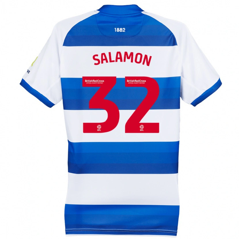Danxen Mujer Camiseta Matteo Salamon #32 Blanco Azul 1ª Equipación 2024/25 La Camisa