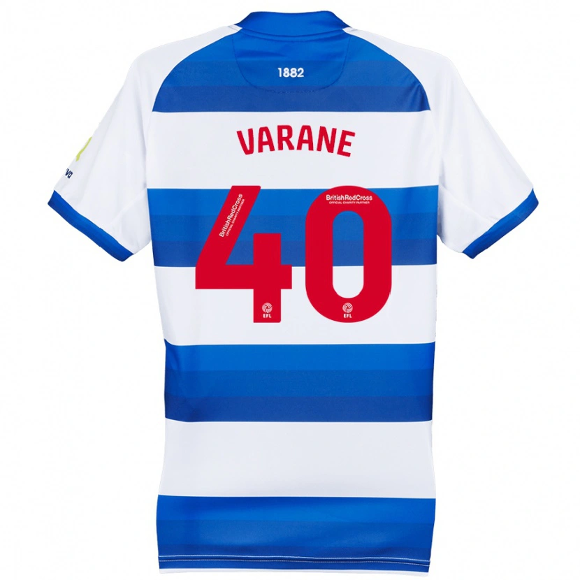 Danxen Mujer Camiseta Jonathan Varane #40 Blanco Azul 1ª Equipación 2024/25 La Camisa