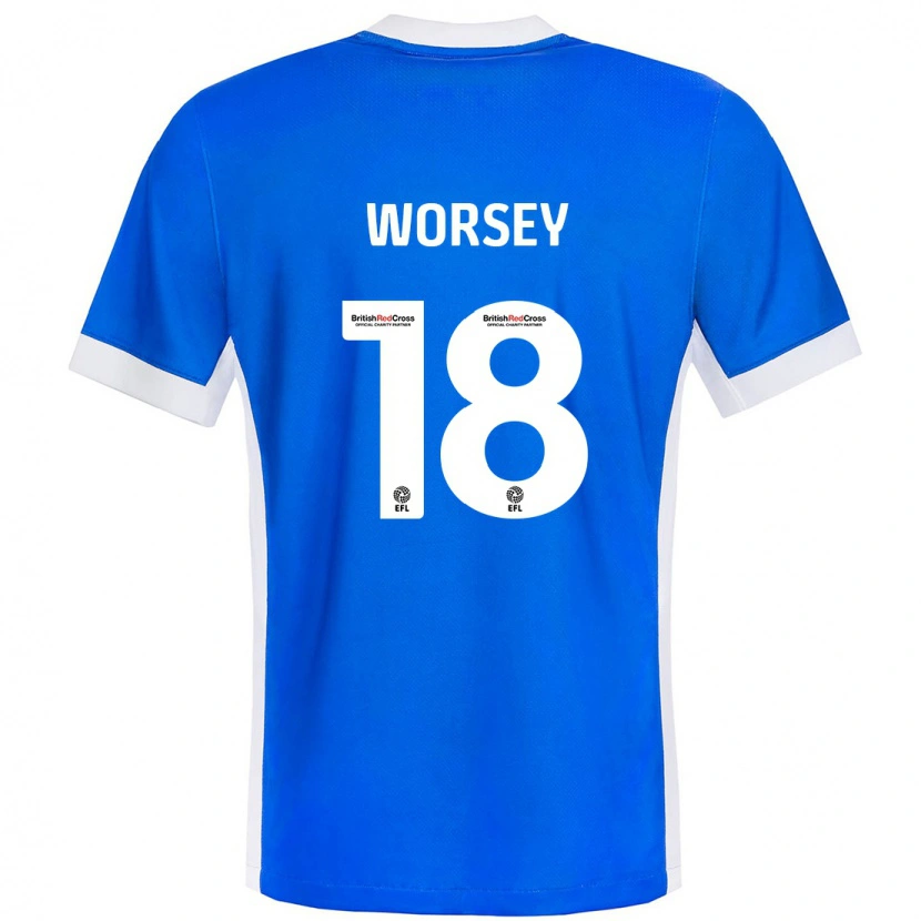 Danxen Mujer Camiseta Louanne Worsey #18 Azul Blanco 1ª Equipación 2024/25 La Camisa