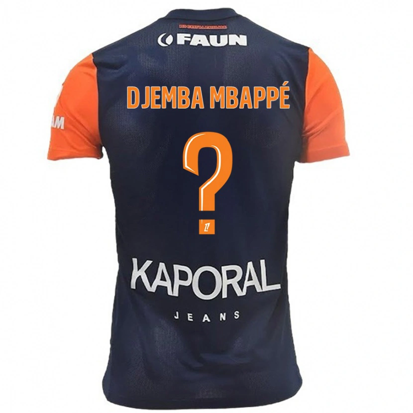 Danxen Mujer Camiseta Yvan Djemba Mbappé #0 Azul Marino Naranja 1ª Equipación 2024/25 La Camisa