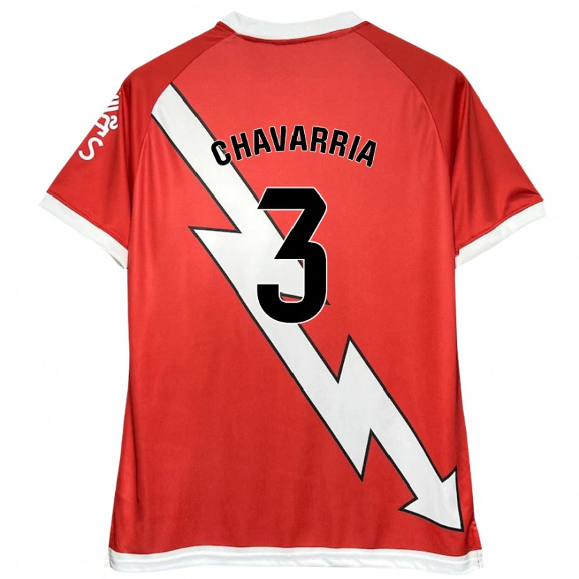 Danxen Mujer Camiseta Pep Chavarría #3 Blanco Rojo 1ª Equipación 2024/25 La Camisa