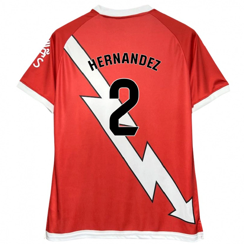 Danxen Mujer Camiseta Marco Hernández #2 Blanco Rojo 1ª Equipación 2024/25 La Camisa