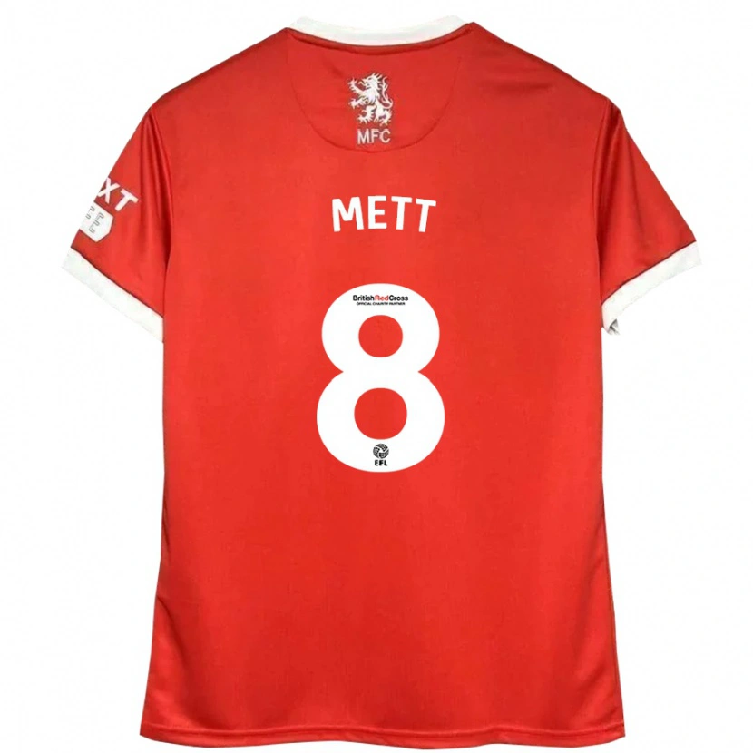 Danxen Mujer Camiseta Jessica Mett #8 Rojo Blanco 1ª Equipación 2024/25 La Camisa